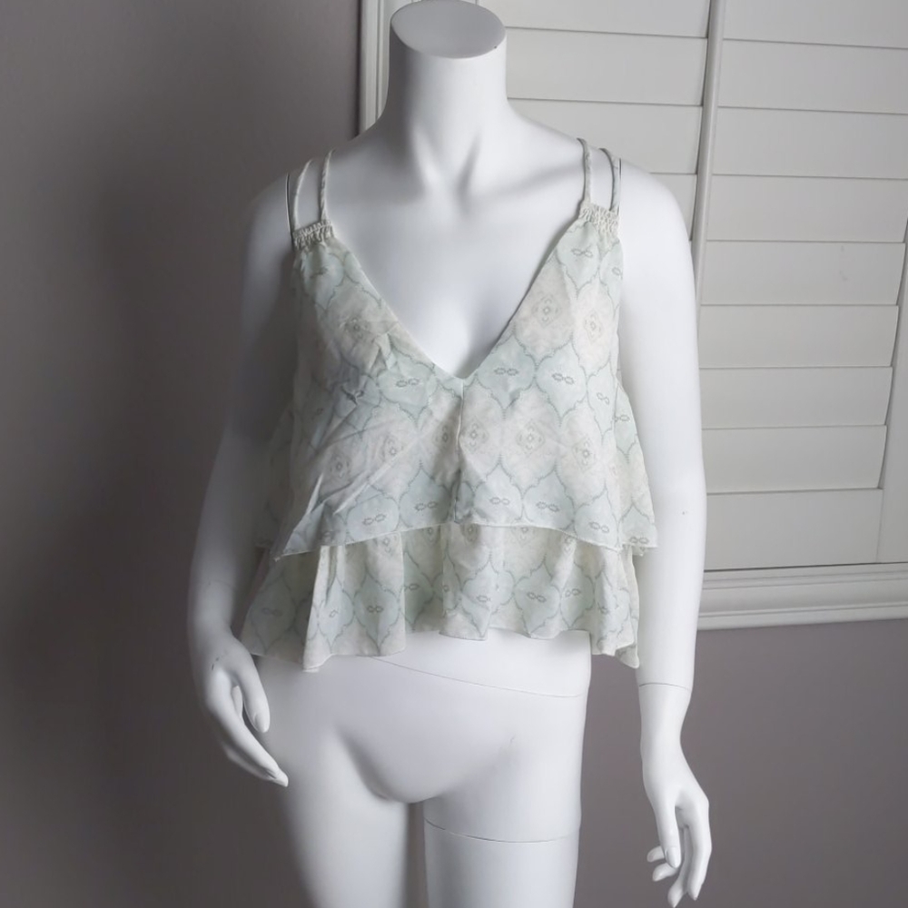 Olivaceous Boho Flowy Tiered Crop Tank